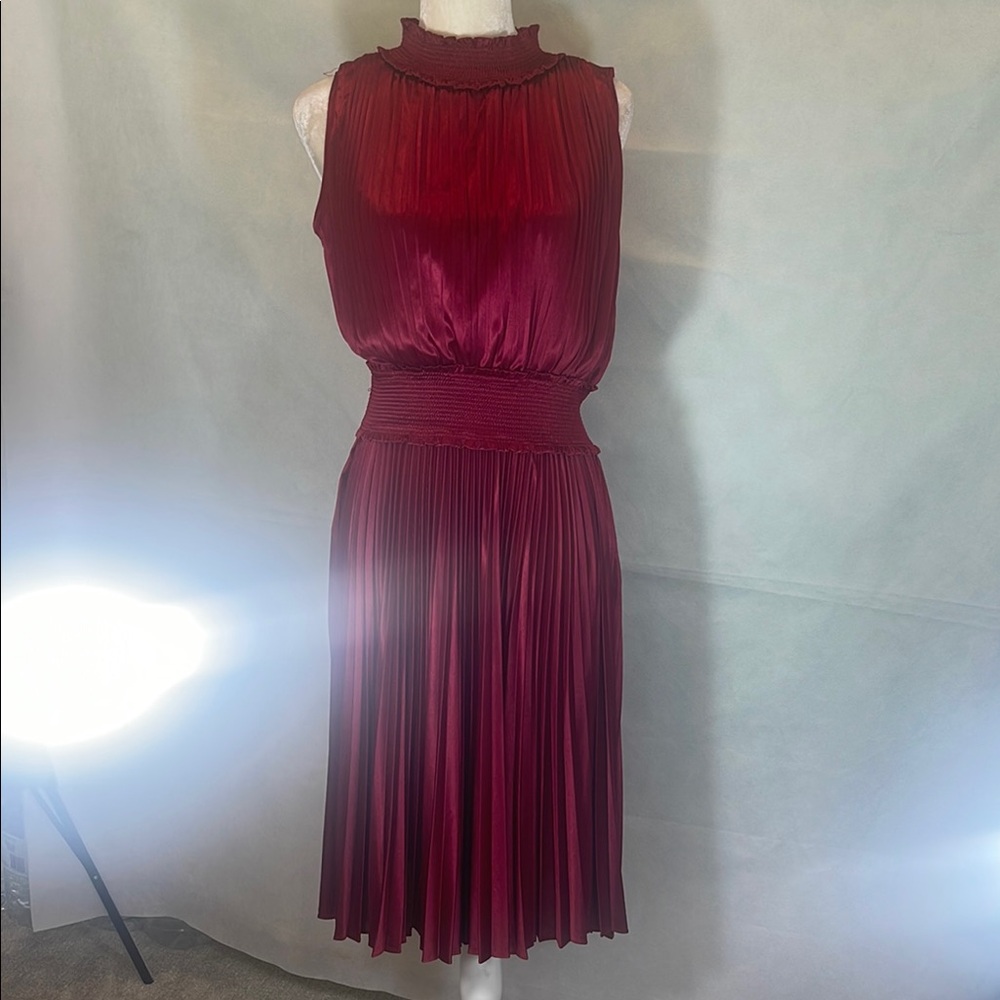 Nanette Lepore Red Pleated Ruched Sheath Dress - Picture 1 of 13